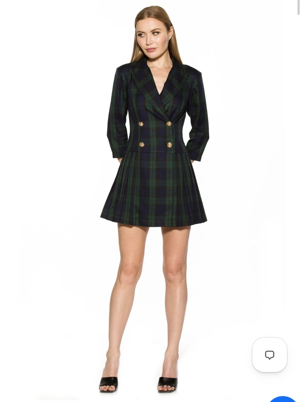 Alexia Admor Jacki Emerald Plaid Double-Breasted Blazer Dress